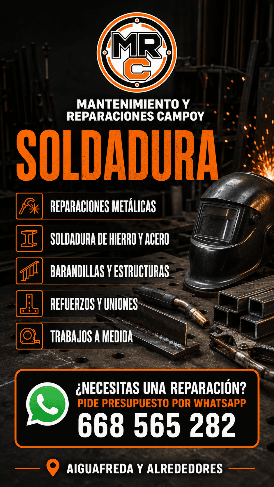 Herramientas y materiales para trabajos de soldadura y metal